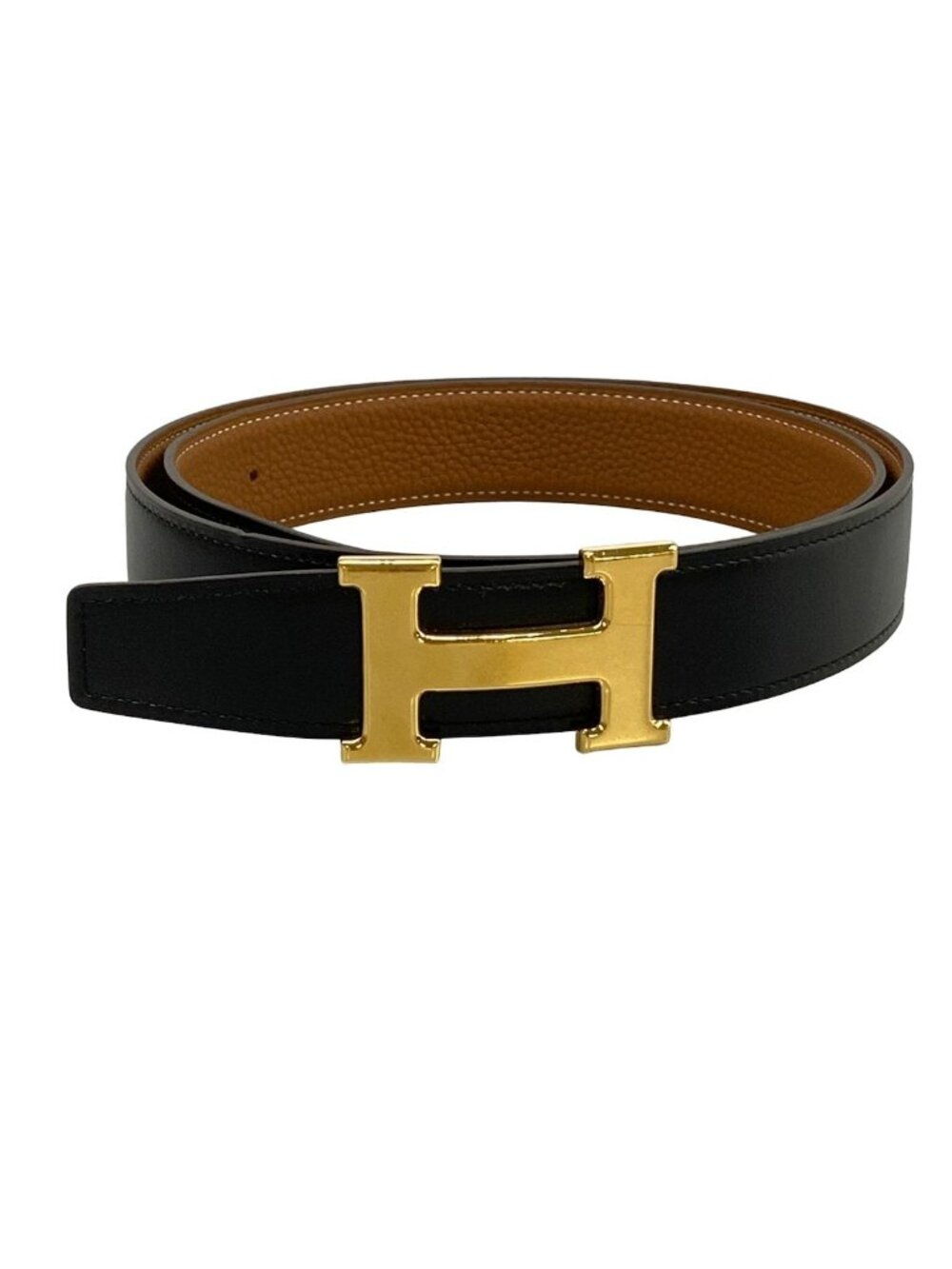 Hermes Belt 90 H Black Brown Reversible Leather